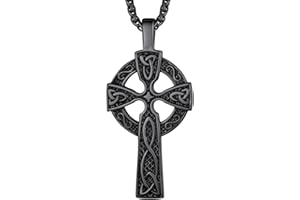 Richsteel Collier Vikings Pendentif Mjolnir Thor/Dent de Loup/Loup Fenrir/Yin Yang Loups/Tête de Loup Or/Noir/Acier,Bijoux Protection Porte Bonheur Amulette avec Chaîne 55+5cm pour Hommes,Femmes
