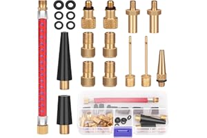 HAPPY FINDING Adattatore Valvola Bicicletta Set 30 Parti, Adattatore Valvola di Alta Qualità per Pompa Aria e Compressore, Accessori Pompa Bicicletta per DV AV SV