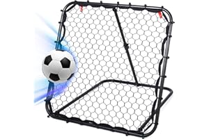 Leogreen Filet de Rebond de Football Ajustable Angle réglables, Rebondisseur Football Adolescents Pliable Cible Sardines de Fixation fournies