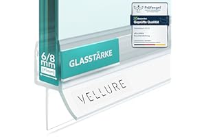 Vellure® Uszczelka prysznicowa klasy premium, trwała, do zamocowania na dole drzwi prysznicowych, gumowa uszczelka z PCW do drzwi szklanych, (grubość: 8 mm, długość uniwersalna: do 100 cm, 1 sztuka)