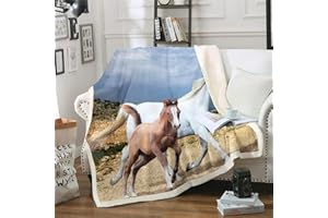 TBRAND Pferd Kuscheldecke Nettes Fohlen Galoppierendes Pferd Gedruckt Decke 130x150cm für Jungen Mädchen 3D Wildtier Muster Wohndecke Tierwelt Stil Weich