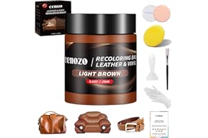cenozo Flüssigleder Hellbraun,Leder Reparatur Set,Lederpflege für Ledercouch,Autositz Reparatur,Vinyl Möbel,Kunstleder Reparaturset Für Reparatur Lederfarbe,Fleck,Schramme,Risse und Bleichen