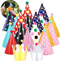 Lot De 22 Chapeaux De Fête Anniversaire - Couronnes, Cônes Avec Pompons - Déco Anniversaire Enfants