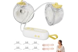OTUFAN Tiralatte elettrico doppio, tiralatte elettrico con capacità di 360 ml tiralatte a mani libere 4 modalità pompa per 16 livelli di massaggio stimolazione del seno e simulazione di suzione (Giallo)