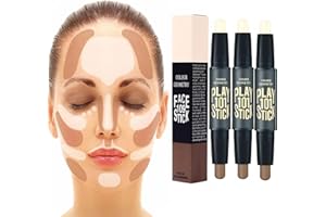 CUTIOLLY Contouring Stick,Highlighter Stick,Bastone Contorno,Doppio correttore Testina,Trucco Highlight,Concealer,Correttore,Strumento per il Trucco a Doppia Testa (Bianco avorio + marrone chiaro-3pcs)