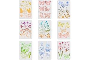 FINGERINSPIRE 9 Stencil per Pittura a Farfalla, 29,7 x 21 cm, con Fiori di tarassaco, a Forma di Farfalla, riutilizzabili, in Mylar, per dipingere su pareti in Legno, Decorazioni per la casa, Fai da