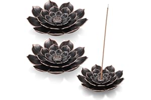 WUGONGSHAN 3 Stück Lotus Räucherstäbchenhalter, Messing Lotus Stick Räucherstäbchenhalter, abnehmbare 6 Räucherstäbchenlöcher, Lotushalter, Kegel-Räuchergefäß, Teehaus, Heimzubehör
