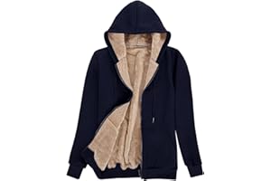 Niwicee Sudadera con Capucha para Mujer Abrigo Cálido de Invierno con Forro Polar y Cremallera Chaqueta Suave Manga Larga Hoodie con Bolsillo para Mujer