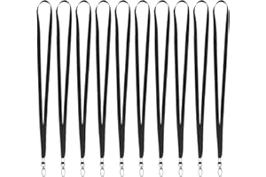 Popuppe 10 Stücke Schlüsselbänder Umhängebänder Nylon Lanyards Schönes Umhängeband Schwarz Schlüsselband mit Drehbarem Metallclip für Ausweise, Impfpass Erwachsene