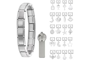 Paffartt Italian Charms Armband Set Classic Glieder Italy Charm 9mm Abnehmbare Edelstahl Modul Armband mit Öffnungswerkzeugen für Modischer Handbemaltes Vintage Basisarmband Italienische Charms