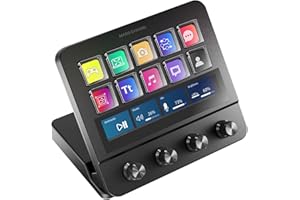 Mars Gaming MSD-Pro, Control Deck, 10 Touches LCD et 4 Boutons Personnalisables, Écran Tactile Étendu Animé, Base Réglable ; Logiciel de Contrôle, Hub USB avec 2X USB 3.0 + 1x USB-C, Noir