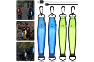 GAOUTO 4 Stück LED Blinklicht Schulranzen, 3 Modi USB Aufladbar Reflektierende Anhänger, Kinder Sicherheitslicht Reflektoren Schulranzen, wasserdichte Reflektor Anhänger für Schulranzen Rucksack