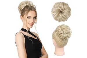 REECHO Messy Bun Hair Piece - Thick Synthetic Ponytail Extensions, Updo Elastic Hair Bun Donut - Light Blonde