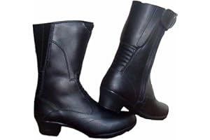 RKSPORTS RK Sports X4105 Black Leather Motorbike Motorcycle Bike Ladies Women Heel Boots