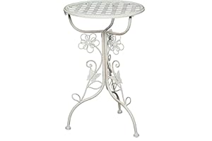 DESIGN DELIGHTS Fantazyjny stolik pomocniczy Flora | żelazny, antyczny biały, shabby design | stolik kawowy, stół ogrodowy, stół w stylu vintage, stół na balkon