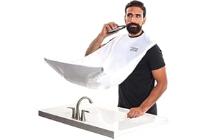 Beard King Beard Bib Hair Catcher - Lite Cape As Seen on Shark Tank, Mens Apron for Shaving, Shaping, Trimming, Grooming - 1 Size Fits All, White