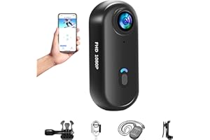 Baobylon Mini Action Cam WIFI,1080P Unterwasserkamera Wasserdicht bis 30M,Freihand-POVs,Überall Anbringbar,360° Helmkamera Motorrad Fahrrad Bodycam Körperkamera,Mini Kamera,Multifunctional Accessories