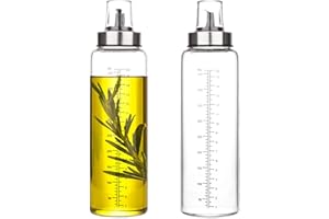 hotder Öl Flaschen Essig Flasche 500ml 2er Pack, Olivenöl Ölspender aus Glas, Behälter mit klarer Skala, Dispenser Essigspender für Öl, BBQ, kochen