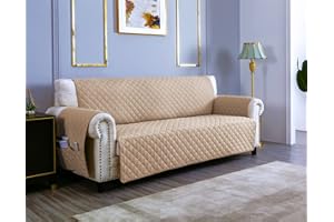 sevi's Copridivano 3 Posti con Braccioli - Copridivano Impermeabile - Reversibile - Antigraffio Gatto - Antimacchia - OEKO-TEX - Copri Divano Trapuntato in Microfibra (3 Posti, Khaki)