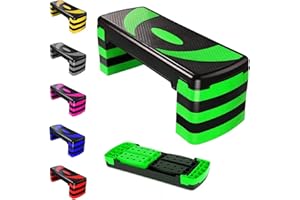 MAXSTRENGTH Stepper de ejercicio aeróbico con 5 niveles ajustables, ideal para gimnasio en casa, equipo de entrenamiento, cardio, yoga (verde)