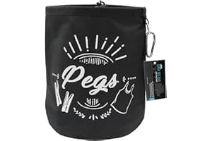 JVL Large Waterproof Peg Bag with Draw String Closure and Hanging Snap Hook, Black, 08-040