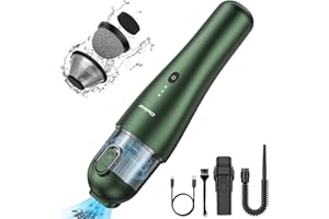 Chuboor Handstaubsauger Akku, Handstaubsauger 7500Pa Mini Staubsauger mit 3x2000mAh Akku Handstaubsauger und Dreifachfilter Laufzeit 25 Min Aufladbar, für Zuhause/Büro/Auto/Tierhaare (Grün)