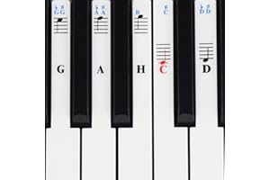 QMG Klavier Aufkleber für 49/61 / 76/88 Key Keyboards – Transparent und abnehmbar
