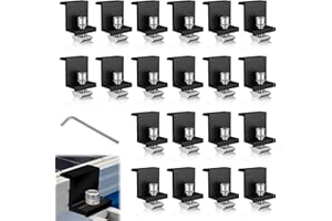 BOTEWO Staffe Pannelli Fotovoltaici: Kit di 20 Morsetti Terminali Pannello Solare 30 mm Supporto Modulo Solare in Lega di Alluminio con Dadi e Viti
