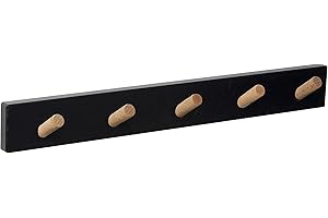POMOLINE PERCHA pared madera diseño moderno NÓRDICO escandinavo NEGRO-HAYA con 5 GANCHOS inclinados madera