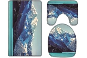 A.Monamour Alaska Glaciar Bahía Nieve Blanca Picos Montañosos Naturaleza Paisaje Impresión Franela Conjunto De Alfombra De Baño Alfombrilla De Baño Tapas De Inodoro Y Cubiertas De Cisterna