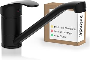 instmaier Vera | Küchenarmatur 360° schwenkbar | Schwarz matt | Wasserhahn Küche | Mischbatterie für die Küche | Armatur Spüle | Spültischarmatur mit Einhebelmischer |