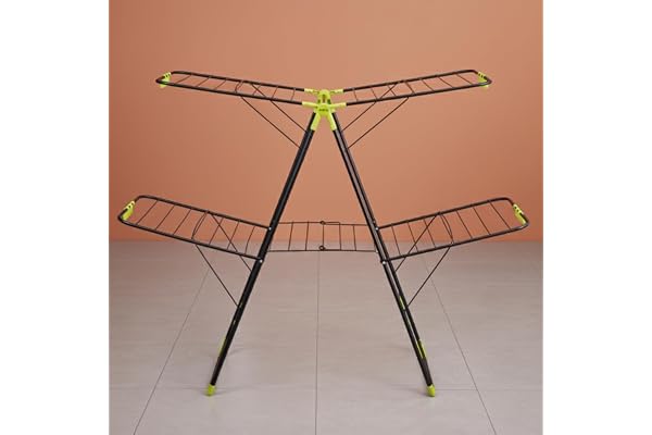 Bathla Mobidry Neo+ 2-Level Foldable Alloy Steel Cloth Drying Stand for Home with Socks Holder (XL) 2 Year Warranty (Made in India)