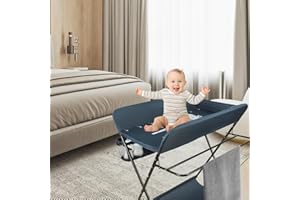 WILLONIN Table à Langer Pliable et Portable,Table à Langer Pliante avec Panier de Rangement, à Côté, Charge Max 25KG pour Nouveaux,Nés Design Ergonomique (Bleu foncé)