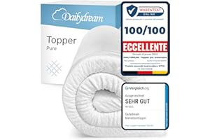 Dailydream Topper matrimoniale 160x200 cm memory foam, altezza 5 cm, «Edition Pure, Model M », Topper per materasso, divano letto o letto da campeggio, Coprimaterasso confortevole