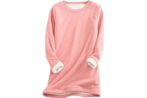 Hormtaer Damen Teddy Fleece Sweatshirt Warmes Sherpa Gefüttertes Pullover Winter Casual Langarmshirt Obertei Einfarbig Thermounterwäsche