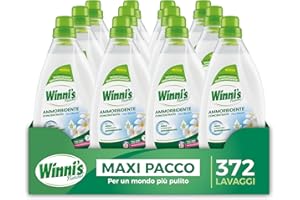 Winni's - Ammorbidente Lavatrice Ipoallergenico Concentrato Ecoformato, 372 Lavaggi, Fragranza Fiori Bianchi, Con Perle di Profumo Biodegradabili, 775 ml x 12 Confezioni