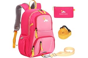 ONETOALL Kinderrucksack 10L für Mädchen Jungen mit Brustgurt, Wanderrucksack Kinder mit Sicherheitsleine, Kindergartenrucksack mit Federmäppchen, Rucksack Kinder ab 3 Jahre für Wandern Schule Reisen