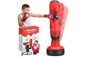 ‎IMAYCC IMAYCC Boxsack für Kinder, Kinder-Boxset mit Boxhandschuhen, 168cm großer aufblasbarer Boxsack, Geschenk für Jungen & Mädchen im Alter von 3-13 Jahren zum Üben von Karate und Taekwondo