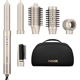 6 in 1 Hair Styler, Hair Dryer Brush, No Heat Damage | Hair Straightening Brush, Ionic Dryer, Coanda Effect, Home Salon, Quic