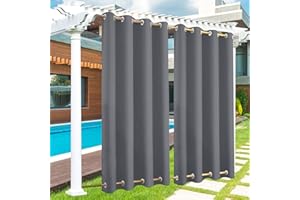 LZXSXZ Outdoor Vorhang Wasserdicht 1 Stück, Outdoor Vorhang mit Ösen Oben und Unten, 24 Farben Outdoor Vorhang Wasserdicht Wetterfest Blickdicht für Veranda, Pergola, Laube, B155xH213CM