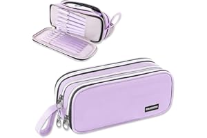 COLOCASTLE Federmäppchen Mäppchen Federmappe groß mit 3 Fächern Federtasche Mädchen Jungen Teenager Pencil Case Schlamppermäppchen für Schule Büro (Lila)