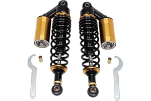 ATRACYPART 320mm Universal Motorcycle Rear Air Shock Absorbers Adjustable Rear Shock For Honda Kawasaki Suzuki Yamaha Go Kart dirt Scooters Street Sport Bike 12.6" Black Gold 2pc