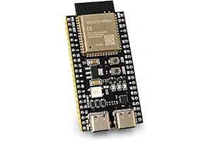 ESP32-S3-N16R8 Development Board, 16MB Flash 8MB PSRAM, WiFi Bluetooth 5 LE Dual-Core Microcontroller Module, Dual USB-C, 44 Pin Pre-Soldered Headers, RGB LED for IoT AI Camera Projects