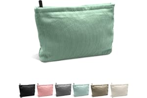 YEJAHY Kleine Make-up-Tasche, Cord-Kosmetiktasche, Make-up-Tasche, Organizer, Aufbewahrungstasche, Reise-Kulturbeutel, Zubehör-Organizer für Frauen, Grün