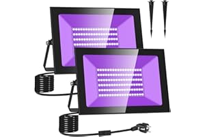 Lightasea 100W LED Schwarzlicht Strahler, UV Fluter mit Stecker IP66 Wasserdicht UV Schwarzlichtlampe LED, Fluoreszenz Blacklight Partylicht mit Schalter für Halloween Aquarium Bar Neonfarben Disco