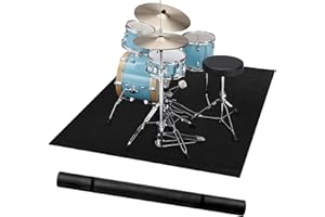 Alytree Drum Mat | 4 x 5.3Ft, Drum Rug with Non-Slip Grip Bottom & Noise Reduction, Soundproof Drum Carpet for Studio, Apartment, Outdoor, Electric Drum Accessories Gift for Drummers, Black