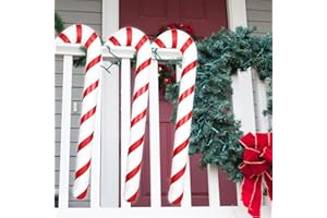 Winwild 3 uds. De Bastones de Caramelo inflables de 87cm, Adornos navideños, Bastones de Caramelo de Gran tamaño, Adornos para árboles de Navidad (Rojo y Blanco)