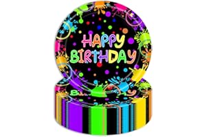 HFBOBP 50 Stück Happy Birthday Pappteller,17,8cm Bunte Glow Pappteller Kindergeburtstag Party Einweg Partyteller Leuchtende Geschirr für Geburtstag, Hochzeit, Abschlussfeier Jubiläums