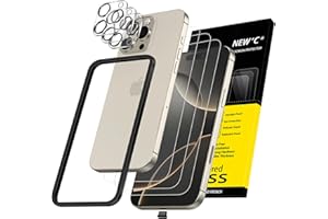 NEW'C 3x for iPhone 16 Pro Screen Protector (6.3 inches)+ 3x Camera Lens Protector, Sensor Protection, Case Friendly Tempered Glass Film + Dust Plug- Easy installation tool include