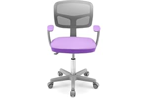 GYMAX Sedia da Scrivania per Bambini, Carico 150 kg, Sedia Ergonomica, Altezza Regolabile, Girevole a 360° (VIOLA)